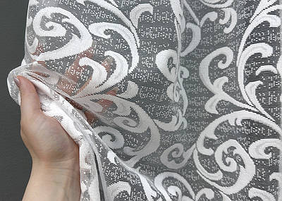 Залишок (4,8х1,2м.) тканини з рулону, коротка тюль заввишки 1,2м., жакард. Колір білий. Код 795ту 00-776