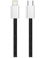 Кабель ColorWay Type-C - Apple Lightning (braided cotton) (PD 27W) 1м чорний (CW-CBPDCL061-BK), фото 3