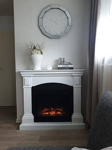 Підлоговий електричний камін з порталом, камінокомплект з обігрівом для дому Tagu Magna білий