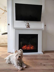 Підлоговий кімнатний електрокамін обігрівач з порталом, камінокомплект електричний Tagu Frode білий