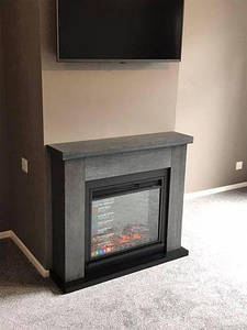 Підлоговий декоративний електрокамін обігрівач з порталом, камінокомплект електричний Tagu Frode сірий