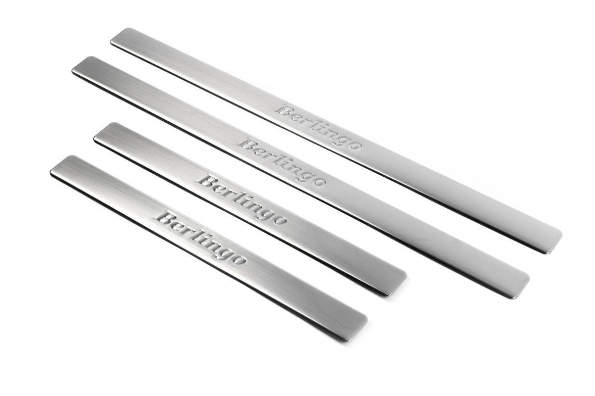 Накладки на пороги OmsaLine (нерж) Тільки передні двері для Citroen Berlingo 2008-2018 рр, фото 1