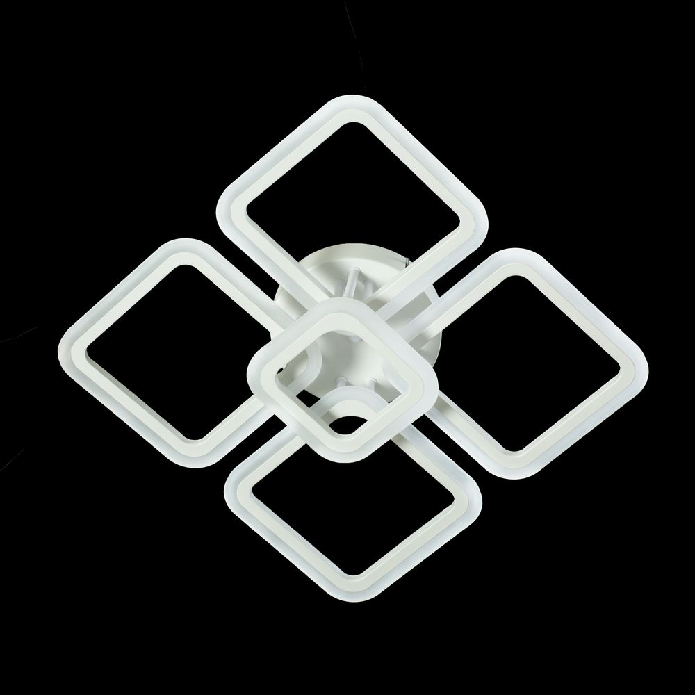 Люстра світлодіодна квадратна з пультом керування, 102 Вт, білий каркас