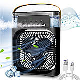 Портативний USB-вентилятор 4в1/ зі зволожувачем повітря,таймером і підсвіткою (Чорний), фото 5