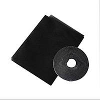 Москітна сітка на вікно 1.3х1.5 метра на стрічці липучці / Антимоскітна сітка для вікон/Чорна)