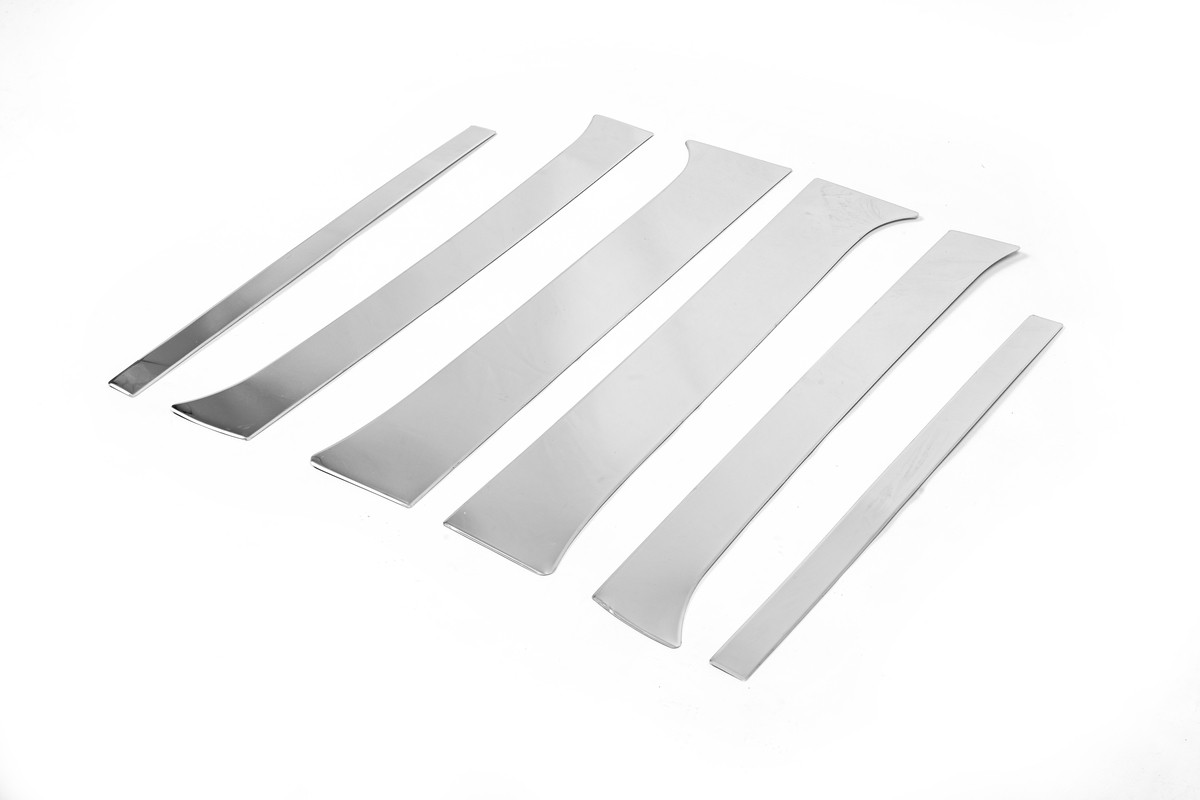 Молдинг дверних стійок (6 шт, нерж.) для Nissan Pathfinder R51 2005-2014рр, фото 1