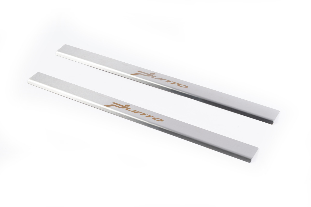 Накладки на пороги Carmos V1 (2 шт., Нерж.) для Fiat Punto Grande/EVO 2006-2018 рр, фото 1