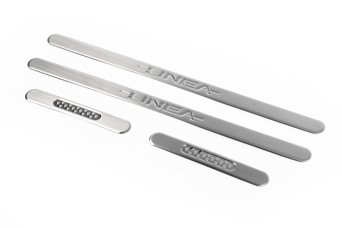 Накладки на пороги OmsaLine (4 шт, нерж.) для Fiat Linea 2006-2018 рр, фото 1