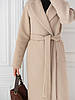 Ділове жіноче пальто пісочного кольору 40, 42, 44, 46, 48, 50, 52 жіноче зимове пальто з кашеміру, фото 5