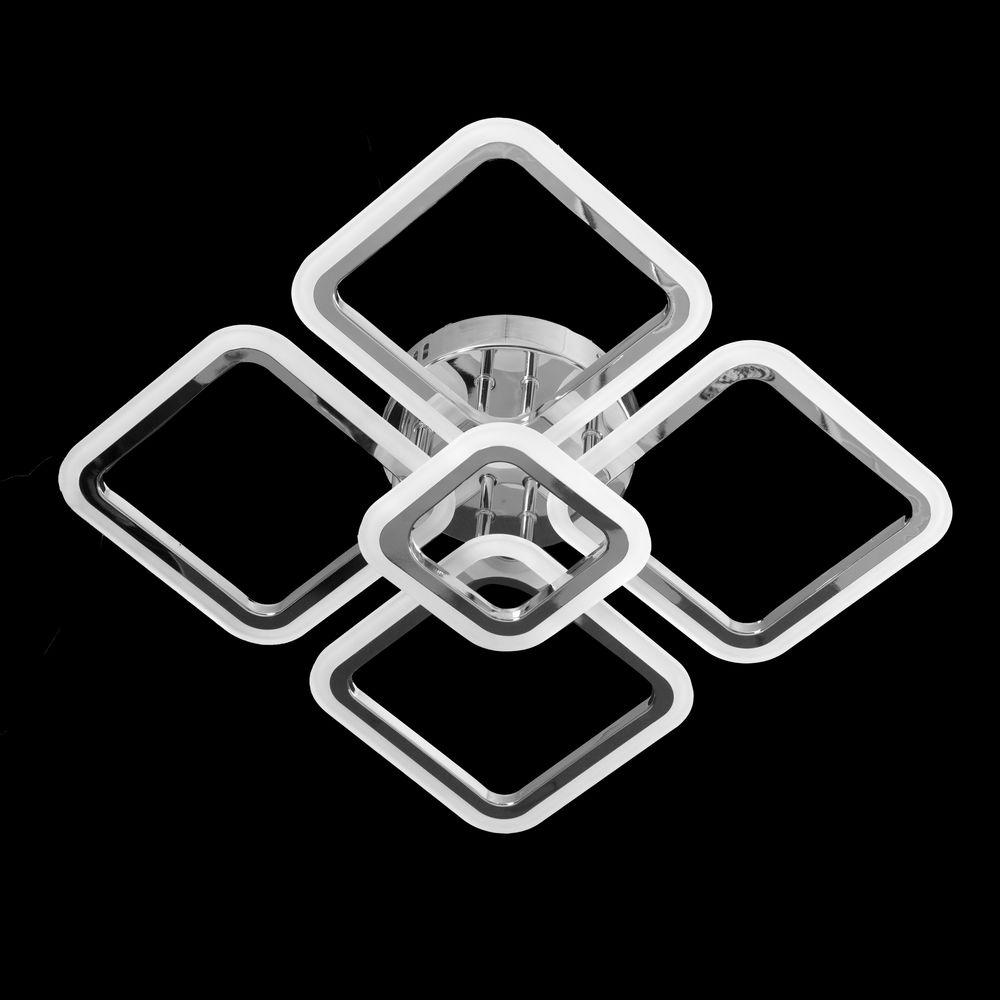 Люстра світлодіодна квадратна з пультом керування, 102 Вт, хром