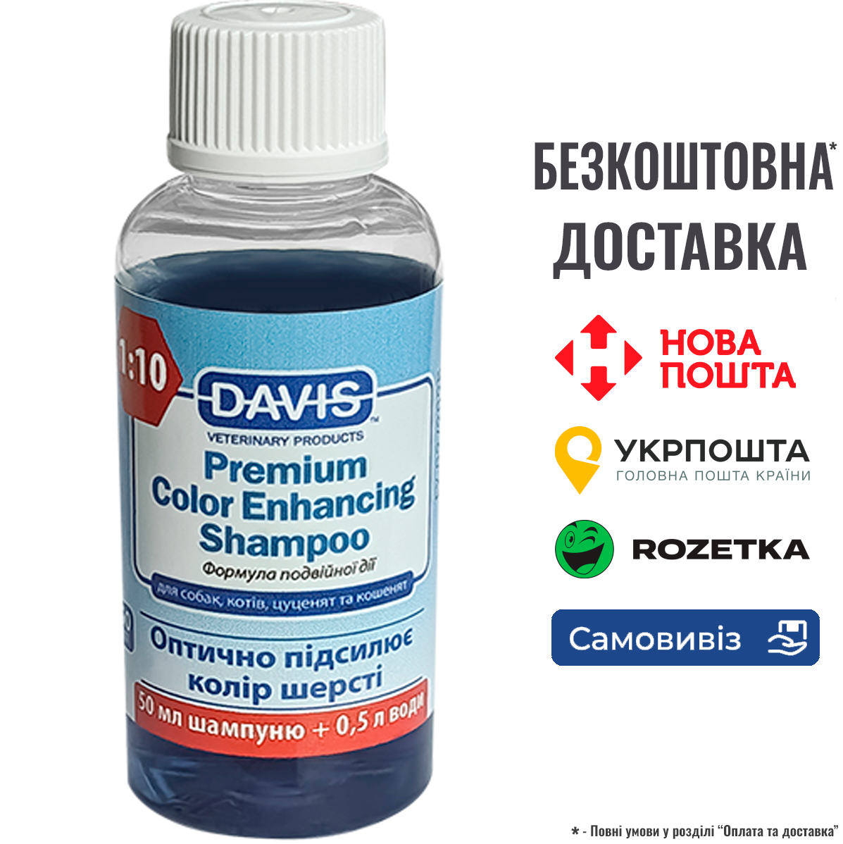 Шампунь Davis Premium Color Enhancing Shampoo "Підсилення кольору" для собак та котів, концентрат, 0.05 мл