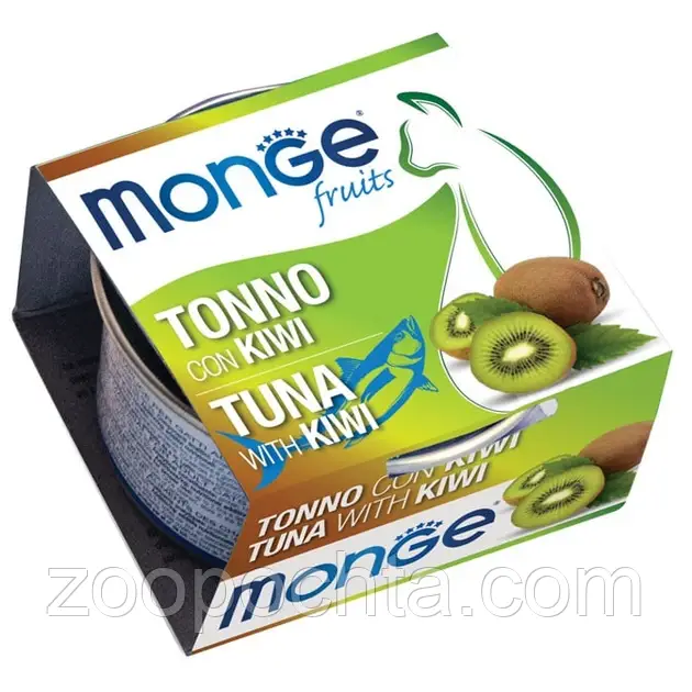 Вологий корм для кішок Monge (Монж) Fruits Tuna Flakes with Kiwi з тунцем та ківі 80 гр 24 шт