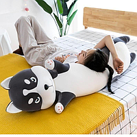 Мягкая игрушка Хаски-обнимашка 151 см, огромная плюшевая игрушка Хаски-батон