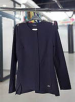 Темний синій ошатний піджак кардиган для школи на блискавці для дівчинки підлітка, дитяча шкільна кофта жакет на 11-12 л