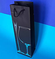 Пакет Подарунковий під Пляшку 3 шт 39х12х9 см Срібний Бокал