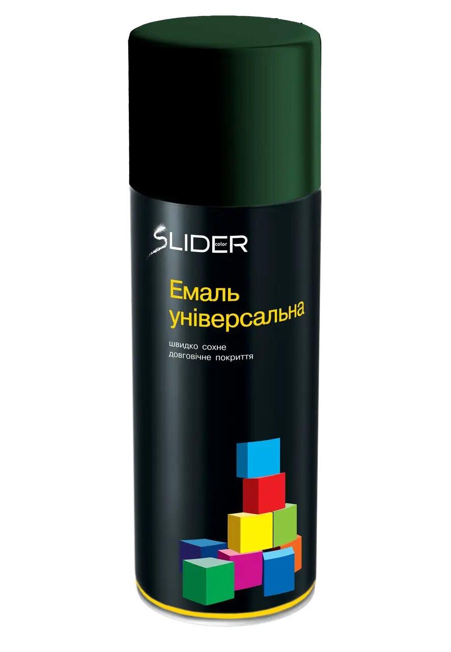 Аерозольна фарба темно-зелена глянець RAL 6005 SLIDER 400 мл, емаль фарба у балончику темно-зелена, фото 1