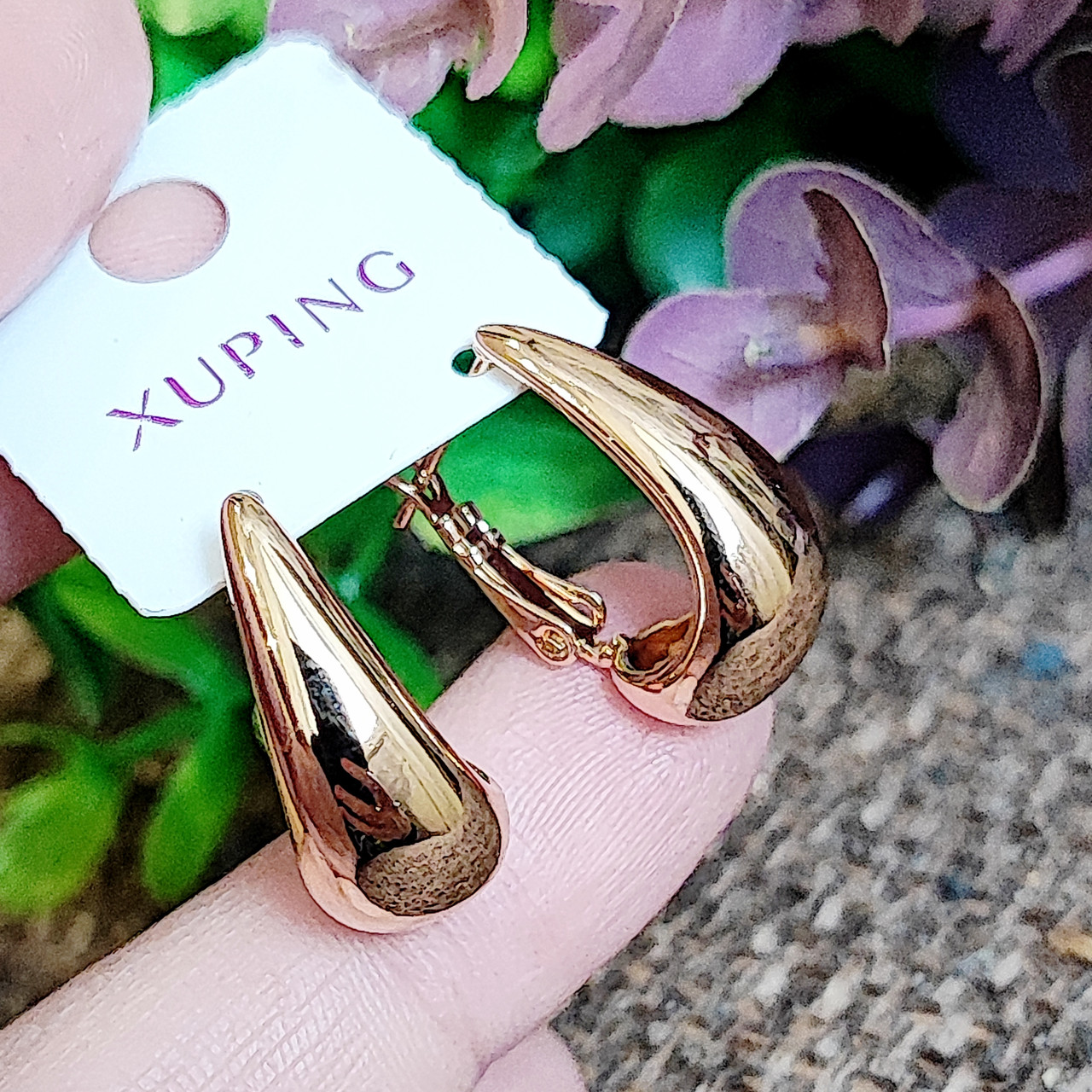 Сережки Xuping довжина 2см ширина 9мм медичне золото позолота 18К с1566