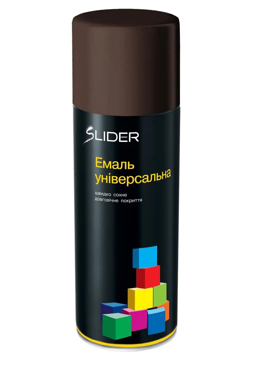 Аерозольна фарба темно-коричнева матова RAL 8017 SLIDER 400 мл, емаль фарба у балончику, фото 1