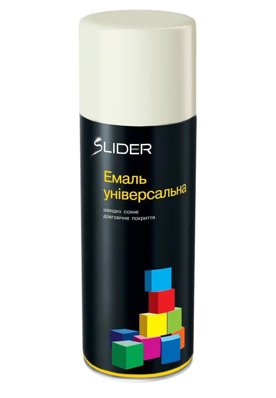 Аерозольна фарба глянцева сніжно-біла RAL 9003 SLIDER 400 мл, емаль фарба у балончику сніжно-біла, фото 1