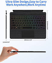Surface Pro — магнітна бездротова клавіатура для Microsoft Surface Pro 7 6 5 3 7 Plus, 7-колірна підсвітка, фото 4