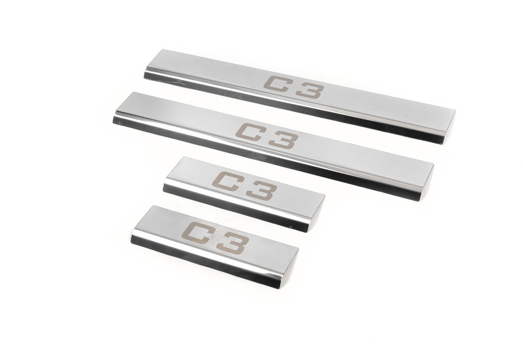 Накладки на пороги (4 шт., Carmos) для Citroen C-3 2009-2016 рр, фото 1