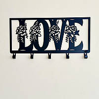 Вішалка для одягу та аксесуарів LOVE, 5 гачків, ширина основи для гачків 40см