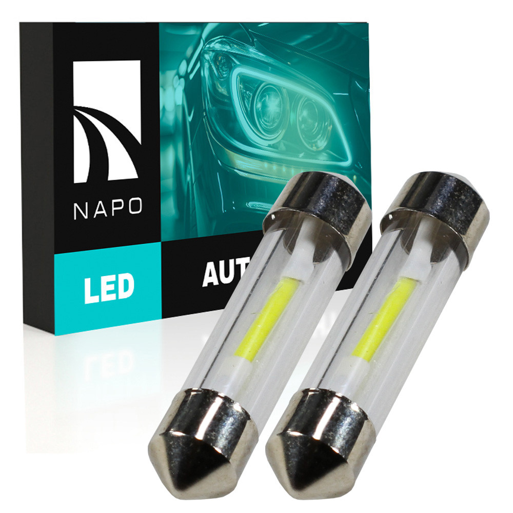 Комплект світлодіодних ламп NAPO LED SJ-COB-A 39mm C5W C10W колір світіння білий 2 шт, фото 1