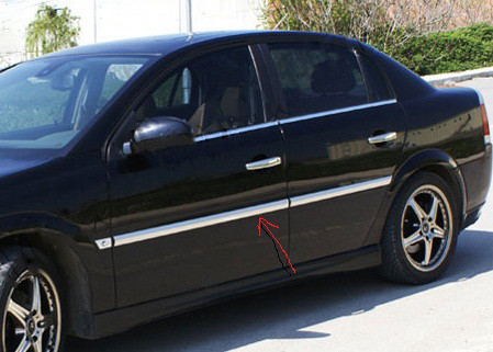 Накладки на молдинги дверей (4 шт, нерж) OmsaLine - Італійська нержавіюча сталь для Opel Vectra C 2002-2008 рр, фото 1