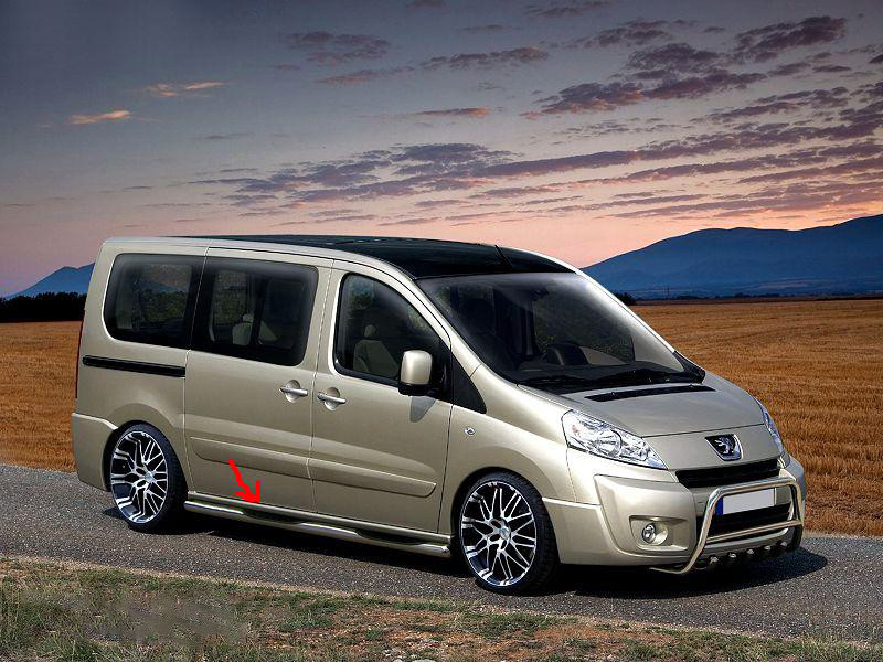 Бічні труби BB002 (2 шт., нерж.) 70 мм, коротка база для Fiat Scudo 2007-2015 рр, фото 1