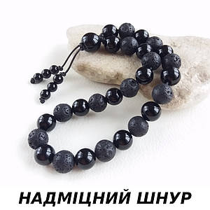 Чотки з Чорного агату та Лави 27 бусин d 10мм