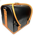 Сумка кейс для майстра, універсальний бьюті-кейс для косметики, перукаря екошкіри ADH-068 Чорний, корич. руч, фото 2