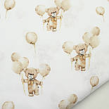 Бязь "Ведмедики з кульками" бежеві на білому № Б-3437, фото 7