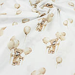 Бязь "Ведмедики з кульками" бежеві на білому № Б-3437, фото 2