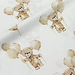 Бязь "Ведмедики з кульками" бежеві на білому № Б-3437, фото 5