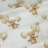 Бязь "Ведмедики з кульками" бежеві на білому № Б-3437, фото 6