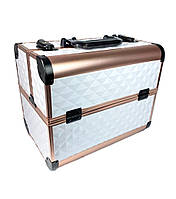 Кейс для майстра, універсальний органайзер-валіза для інструментів ADH-1407MJ Білий ромб із золотим обідком