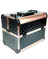 Кейс для майстра, органайзер-валіза універсальна для б'юті масетра ADH-1407MJ Чорний ромб із золотим обідком