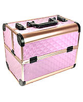 Кейс для майстра, універсальна валіза органайзер для бьюті-майстра ADH-1407MJ Рожевий ромб із золотим обідком