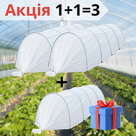 Комплект (1+1=3) парників на 9 м. (3+3+3 м). 60 г/м². Агропарник арочний. Міні теплиця