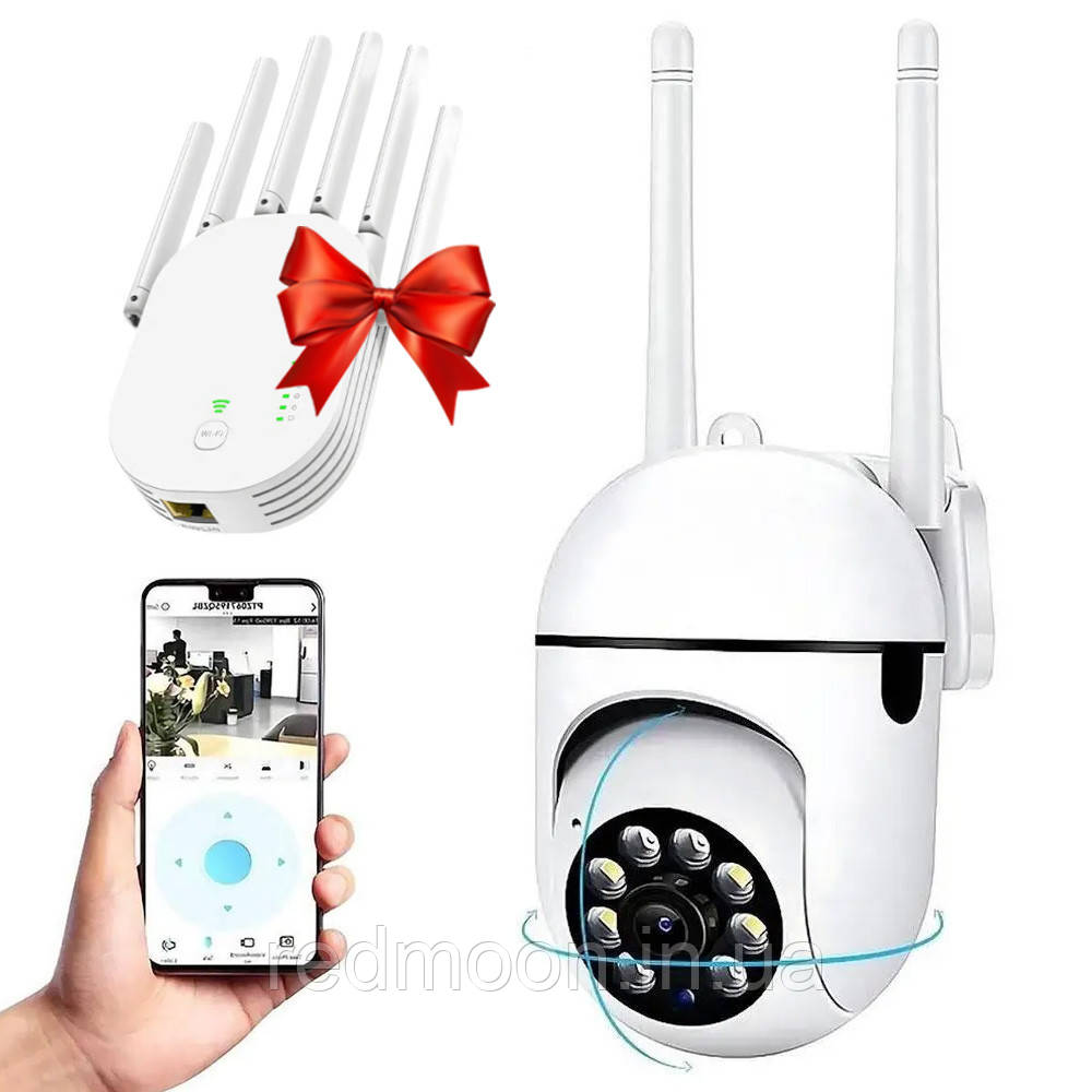 Вулична камера NJ PRO IP360 + Подарунок Підсилювач сигналу Wi-Fi / Бездротова WIFI камера з датчиком руху