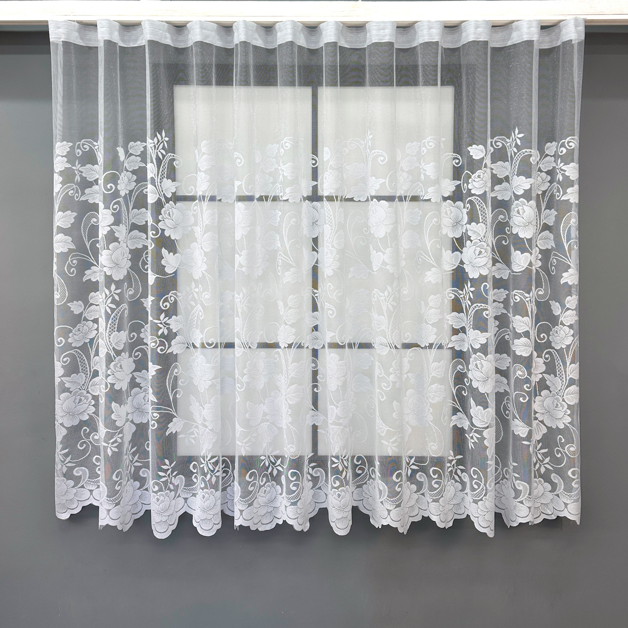 Коротка тюль, висота 1,6 м., жакард "Jak-1". Колір білий. Код 691т, фото 1