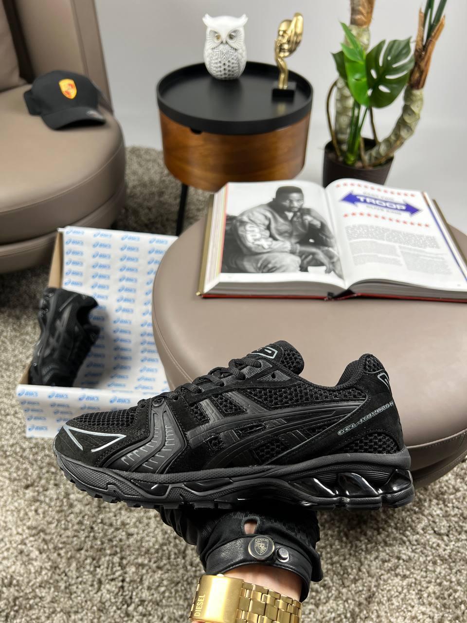 Чоловічі кросівки ASICS Gel-Kahana 14 All Black, чоловічі кеди Асикс шкіра замша текстиль чорні. Чоловіче взуття