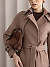 Якісне зимове жіноче кашемірове пальто бежевого кольору з патами 40;42;44;46;48;50,52, фото 2