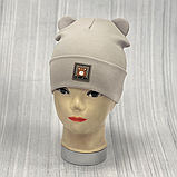 М 89534. Шапка подвійна з відворотом і вушками для хлопчика "MY HUNNY BEAR, 2-5 років, різні кольори, фото 7