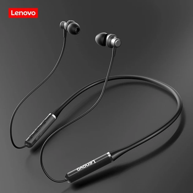 Бездротові вакуумні з мікрофоном bluetooth навушники для спорту Lenovo sports HE05 Чорний