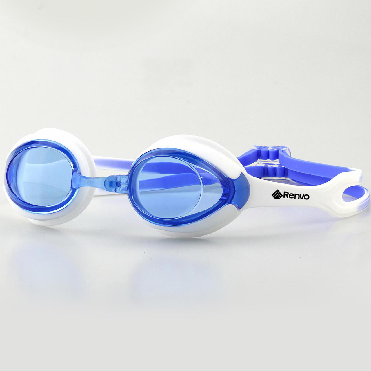 Дитячі окуляри для плавання Renvo Vishu JR Anti-fog білий, синій OSFM (1SG110-0304), фото 1