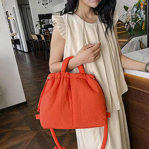 Сумка Fluffy, жіноча міська сумочка, м'який стильний пуховий рюкзак, дута сумка червона Код 00-0450