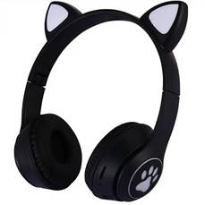 Дитячі навушники з котячими вушками Cat MZ-023 Bluetooth RGB підсвічування FM microSD Чорний, фото 4