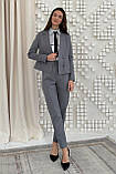 Класичні високі брюки з високою талією злегка укорочені 44-50 розміри сірі, фото 2