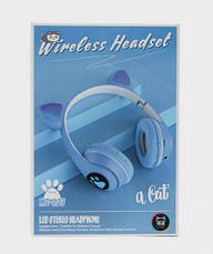 Дитячі навушники з котячими вушками Cat MZ-023 Bluetooth RGB підсвічування FM microSD Синій, фото 6